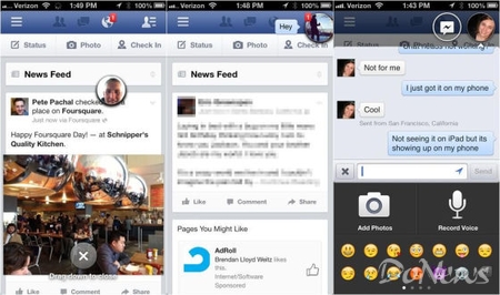 Facebook周二推出了6.0版iPhone应用，支持“聊天头像”(Chat Heads)功能和新版信息流