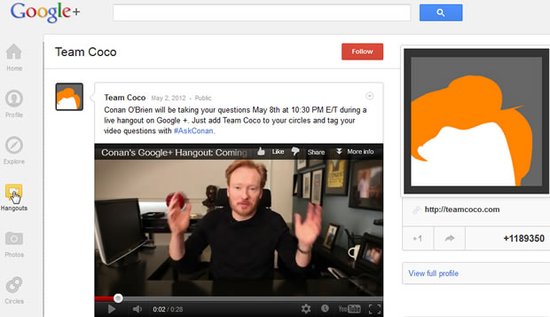 Google+面向全球发布Hangouts聊天室广播功能